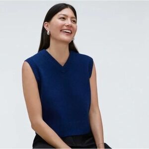 Everlane Recycled Cashmere Wool V-Neck Sweater Vest Royal Blue XS